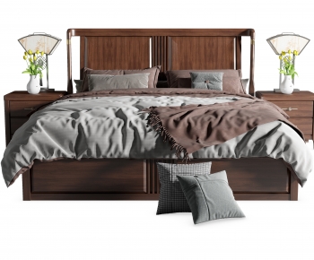 New Chinese Style Double Bed-ID:801310565