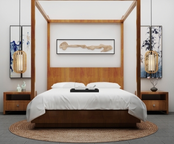 Wabi-sabi Style Double Bed-ID:644660006