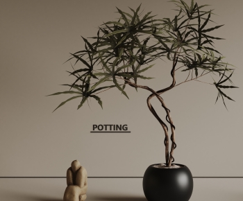 Wabi-sabi Style Ground Green Plant Potted Plants-ID:963000065