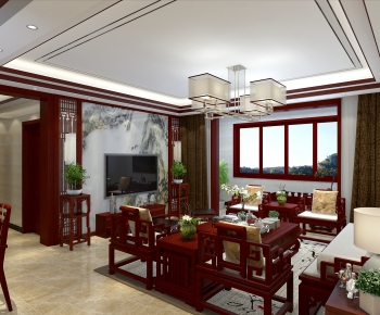 New Chinese Style A Living Room-ID:232673887