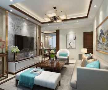 New Chinese Style A Living Room-ID:177455904