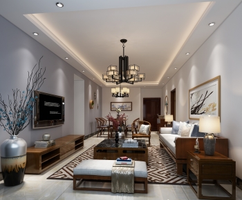 New Chinese Style A Living Room-ID:411040072