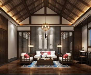 New Chinese Style A Living Room-ID:848510983