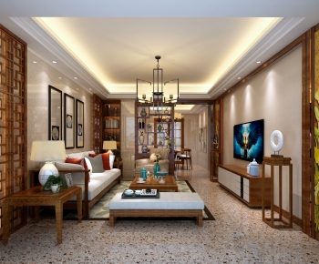 New Chinese Style A Living Room-ID:900234944