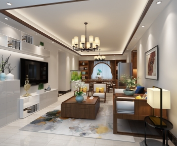 New Chinese Style A Living Room-ID:717241056