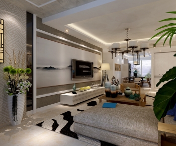 New Chinese Style A Living Room-ID:853140451