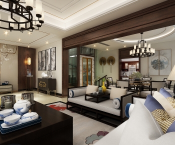 New Chinese Style A Living Room-ID:891694076