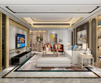 New Chinese Style A Living Room-ID:645142089