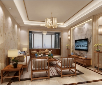 New Chinese Style A Living Room-ID:620505094