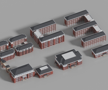 现代学校教学楼建筑外观组合-ID:116492993