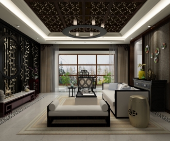 New Chinese Style A Living Room-ID:236850026