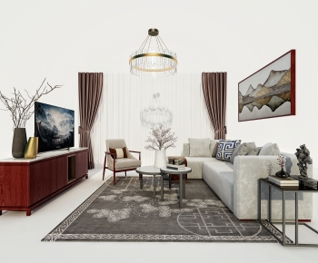 New Chinese Style A Living Room-ID:706749923