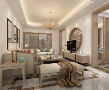 New Chinese Style A Living Room-ID:857069979