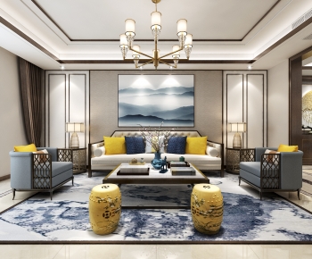 New Chinese Style A Living Room-ID:780966049