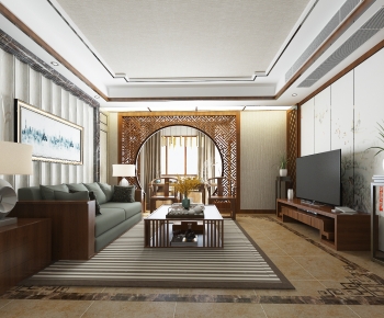 New Chinese Style A Living Room-ID:305242061