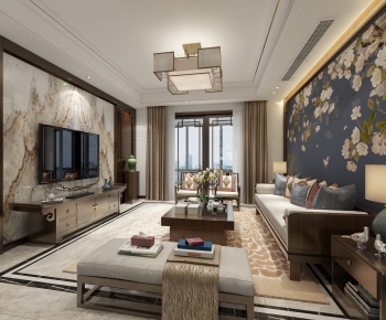 New Chinese Style A Living Room-ID:144885063