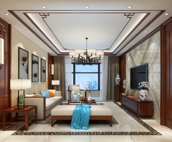 New Chinese Style A Living Room-ID:930079944