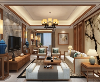 New Chinese Style A Living Room-ID:905904055