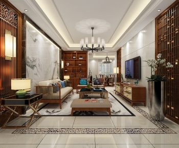 New Chinese Style A Living Room-ID:997442965