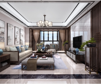 New Chinese Style A Living Room-ID:505004887