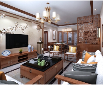 New Chinese Style A Living Room-ID:471153976