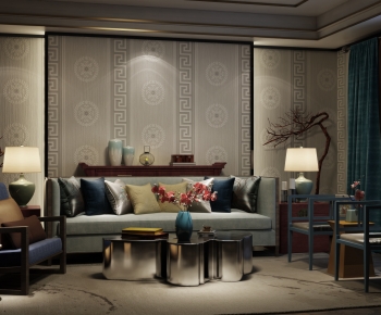 New Chinese Style A Living Room-ID:971748888