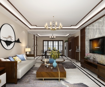 New Chinese Style A Living Room-ID:717344054