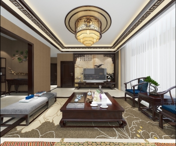 New Chinese Style A Living Room-ID:457811122