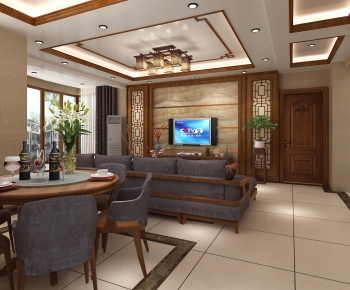 New Chinese Style A Living Room-ID:480972059