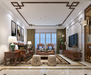 New Chinese Style A Living Room-ID:510632993