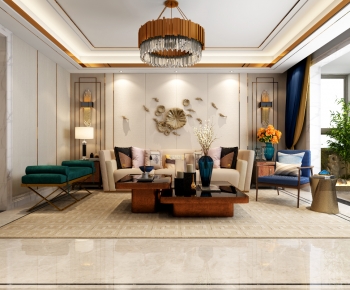 New Chinese Style A Living Room-ID:438431021