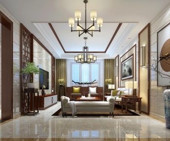 New Chinese Style A Living Room-ID:113909013