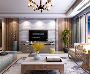 New Chinese Style A Living Room-ID:214369061