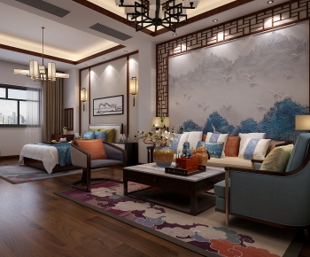 New Chinese Style A Living Room-ID:458319266