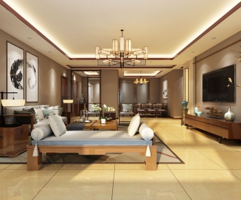 New Chinese Style A Living Room-ID:913450732