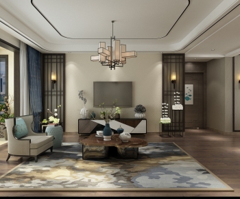 New Chinese Style A Living Room-ID:560554981