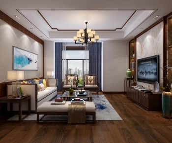 New Chinese Style A Living Room-ID:214850977