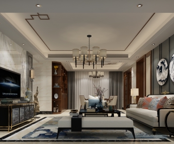 New Chinese Style A Living Room-ID:439955006