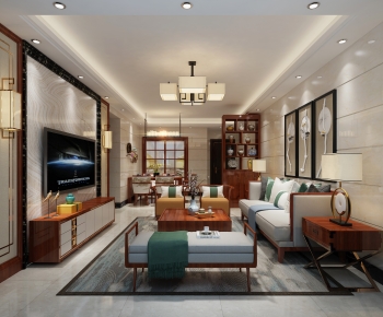 New Chinese Style A Living Room-ID:214618926