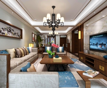 Modern Chinese Style A Living Room-ID:858171056