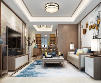 New Chinese Style A Living Room-ID:913252127