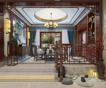 New Chinese Style A Living Room-ID:903517963