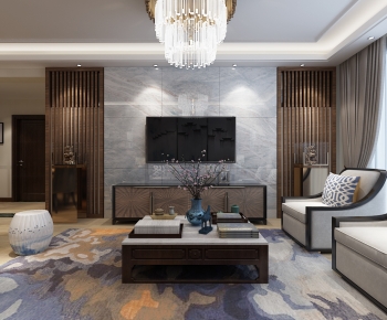 New Chinese Style A Living Room-ID:629004962