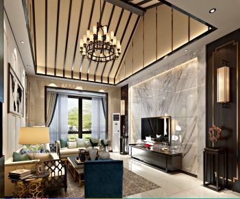 New Chinese Style A Living Room-ID:253967052