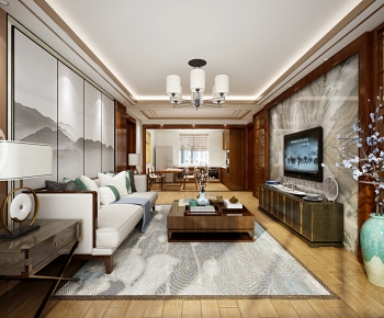 New Chinese Style A Living Room-ID:310406925