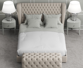 Simple European Style Double Bed-ID:396378998