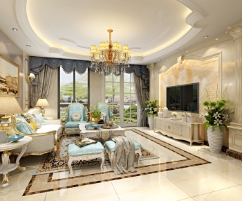 European Style A Living Room-ID:740749852