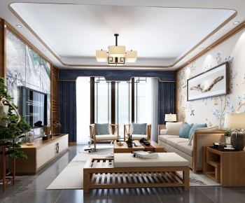 New Chinese Style A Living Room-ID:333590559