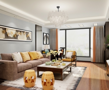 New Chinese Style A Living Room-ID:504017114