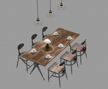 Industrial Style Dining Table And Chairs-ID:106578118